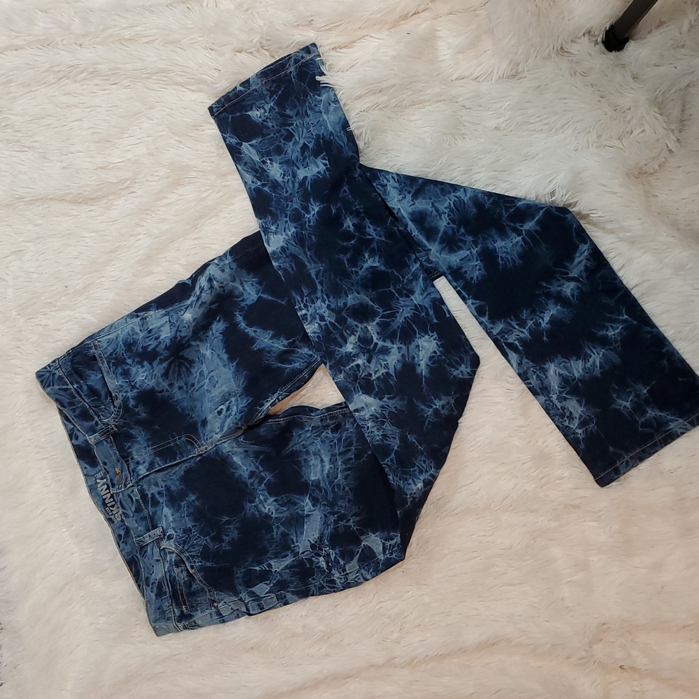 New York & Company "Crumple Tie Dye" Denim Low Rise Skinny Jeans Size 10